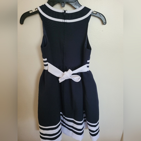 Bonnie Jean Exclusive Blue White Striped Sleeveless Bow Dress Size 6X Girls - Picture 6 of 6